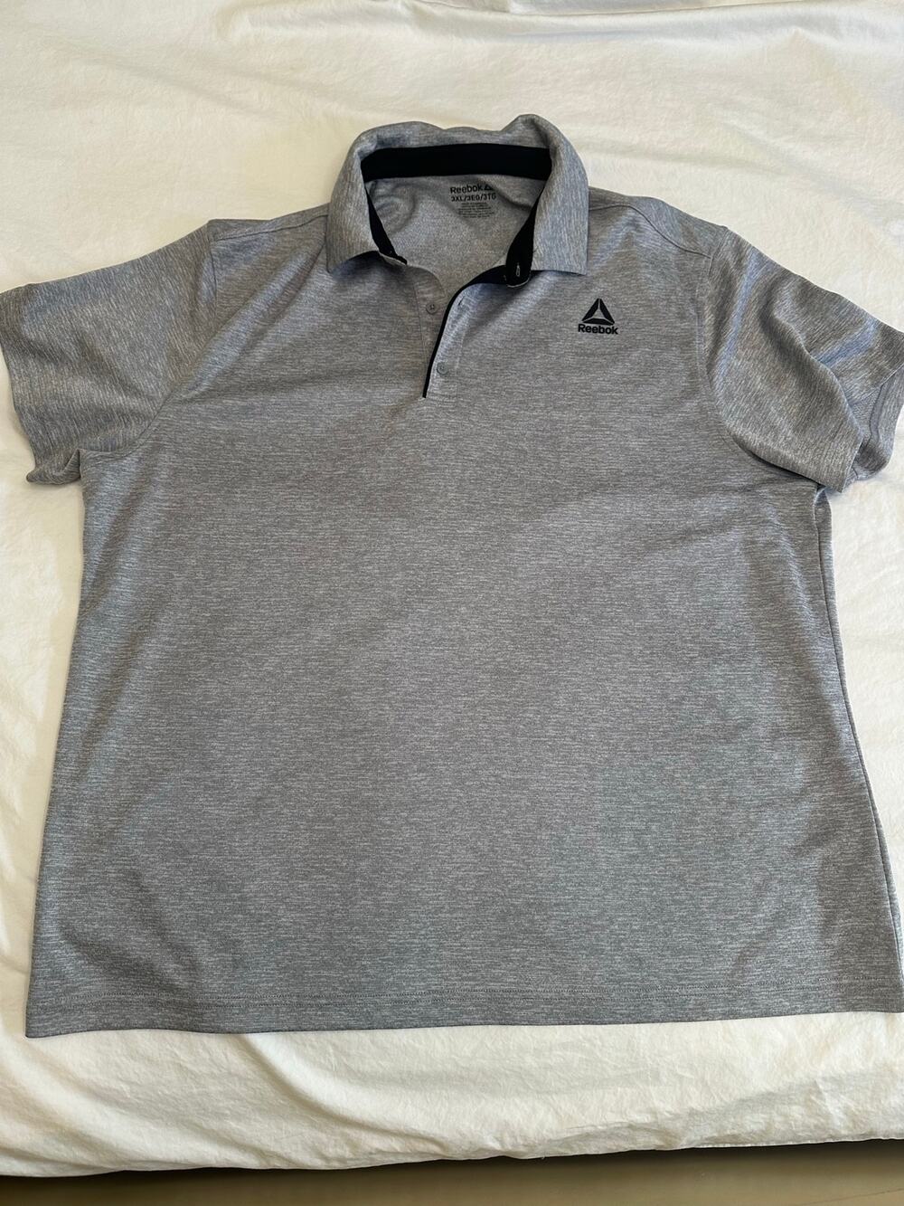 Reebok Plus Size Polo Shirt Mens 3XL Gray Performance Short Sleeve Golf
